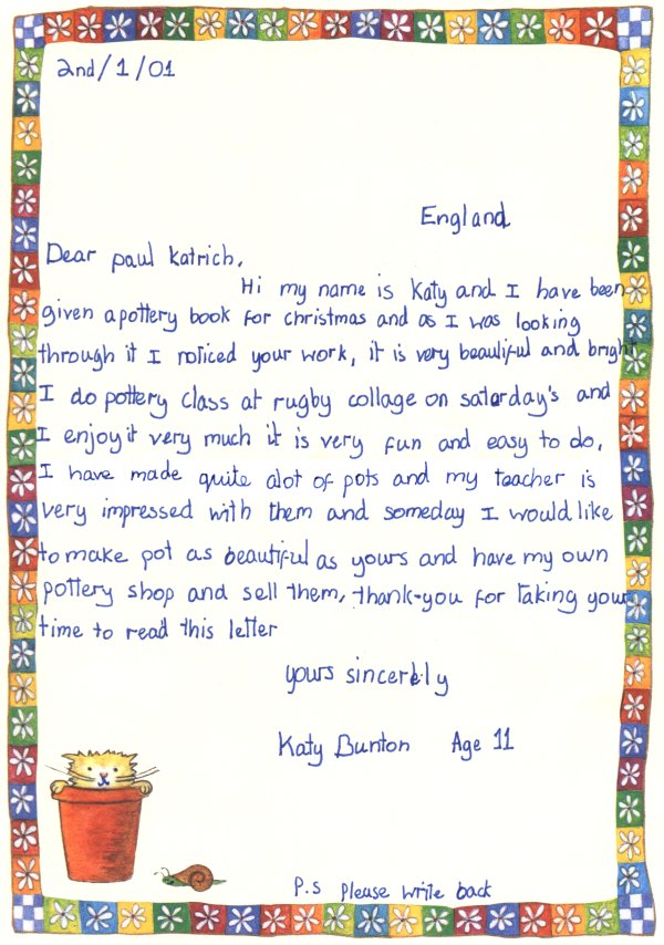 [Letter from Katy in England to Paul J. Katrich]